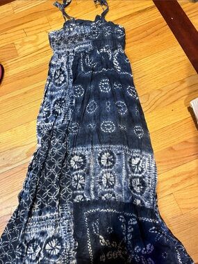 Blue Tie-Dye Maxi Skirt - Lightweight Summer Skirt